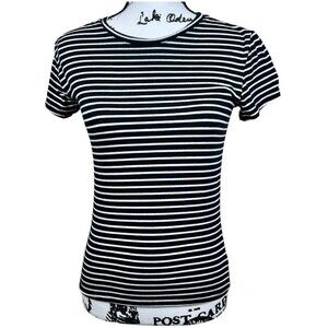 Liz and Sara black top striped short sleeve tee size M baddie y2k academia